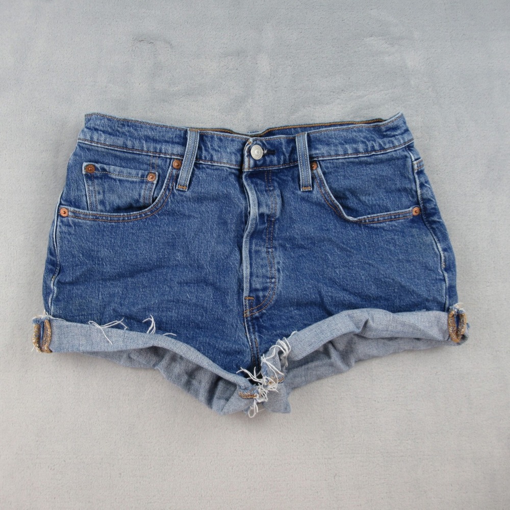 Levis‎ 501 Original Cut Off Shorts Womens 29 Blue Denim High Rise 56327-0055
